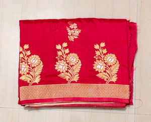 Red &amp; Gold Dress Material