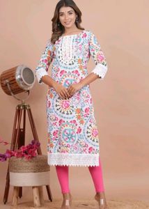 Women Printed Cotton Blend Kurta