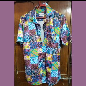 Multicolored Half Sleeves Shirt Totally New In New Condition Size-L Chest-42 Waist-36