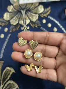 Earring Stud Set - Gold Toned