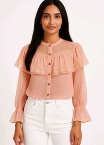 Full Sleeve Front Ruffle Top