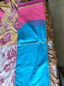 Unused Blue And Pink Saree