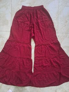 Maroon Tiered Palazzo Pants