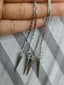 Silver Dangle Spike Earrings