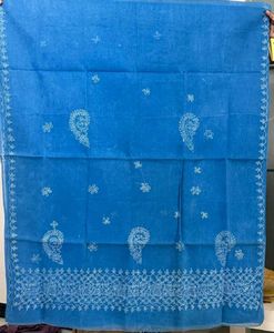 Blue Chikankari Cotton Saree