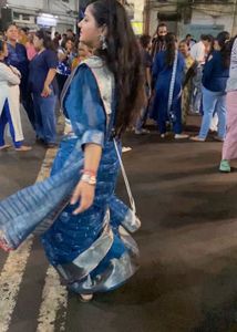 Elegant Blue Saree with Silver Border