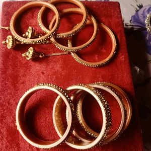 Golden Bangle Set with Charms