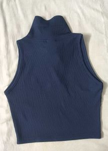 Navy Ribbed Sleeveless Top