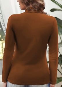Elegant Brown Turtleneck Top