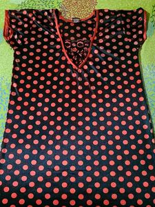Beautiful Black And Red Satin Nighty