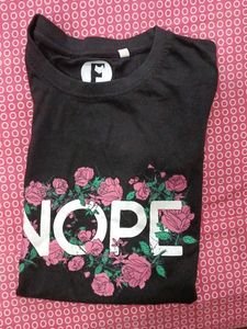 Black Floral &#39;Nope&#39; T-Shirt