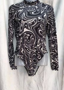141511. Swirl Print Long Sleeve Bodysuit
