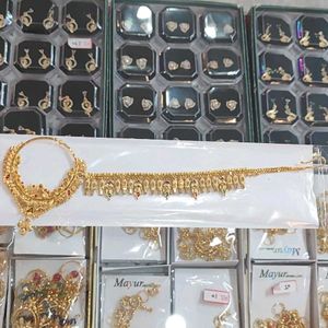 Gold Plated Nath(Nose-ring+ Chain)