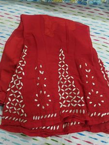 Red Embroidered Sharara
