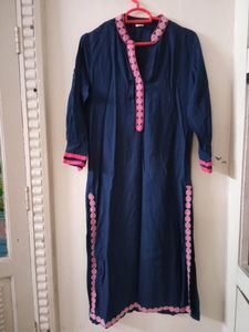 Navy Embroidered Tunic Dress