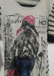 Black Stripped Grey Tshirt
