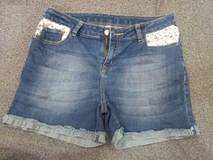 Denim Shorts with Lace Detail