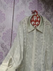 Cream Shirt With Flower Print
