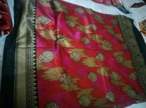 Red & Gold Patterned Saree
