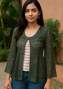 Green Lace Shrug