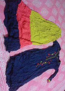 Embroidered Kurta Skirt Set