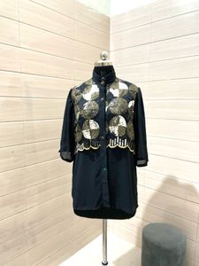 Vintage Imported Embellished Black Top