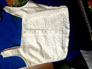 Off White Croset Crop Top