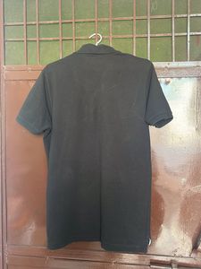 Men Fame Forever Poly Neck Black T Shirt