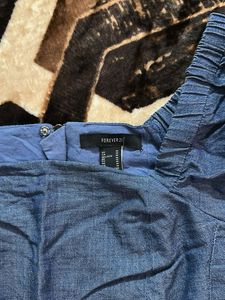 Denim Puff Sleeve Crop Top