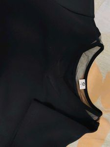 Black T-Shirt With Net On Neck