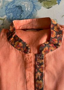 Orange KURTA WITH CONTRAST COLLAR
