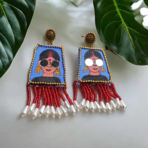 Mirror work Fabric Earrings