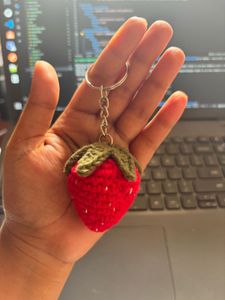 crochet strawberry keychain