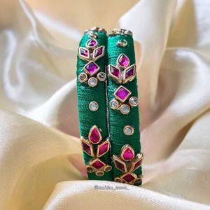 Emerald Green Silk Thread Bangles