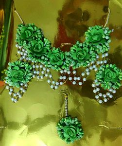 Combo of Haldi And Mehendi Floral Jewellery Set
