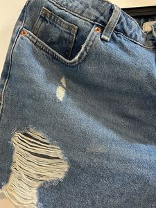 Forever 21 Ripped Blue Denim Shorts