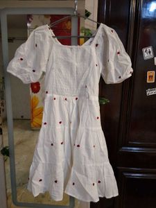 White Heart Print Dress