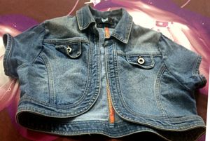 Denim Stylish Short Fitted Jacket For Women