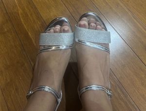 Silver Glitter Heels - Size 37