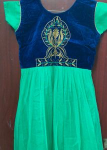 Green Embroidered Party Dress