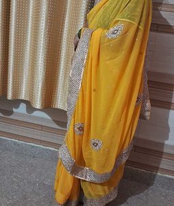 Yellow Embellished Saree