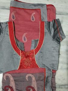Brick Red Saree