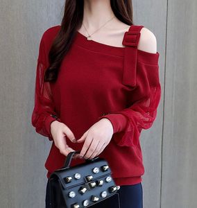 korean top red-maroon color