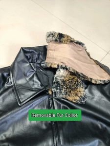 Black Faux Leather Stylish Jacket Fir Collor XL