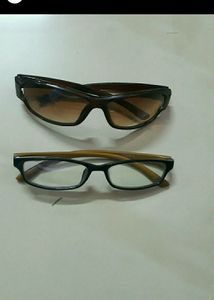 TWO GLASSES ONE SUNGLASS AND COMEN COMPUTER