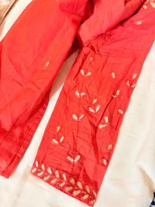 Elegant peach /Reddish Kurta With freebie