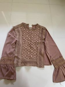 Lace Detail Bell Sleeve Top