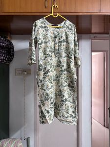 Green Botanical Print Kurta + Dupatta