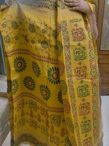 Multi Print Mustard Yellow Saree