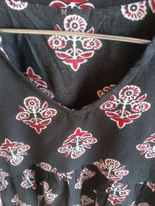 Trendy Printed Black Top